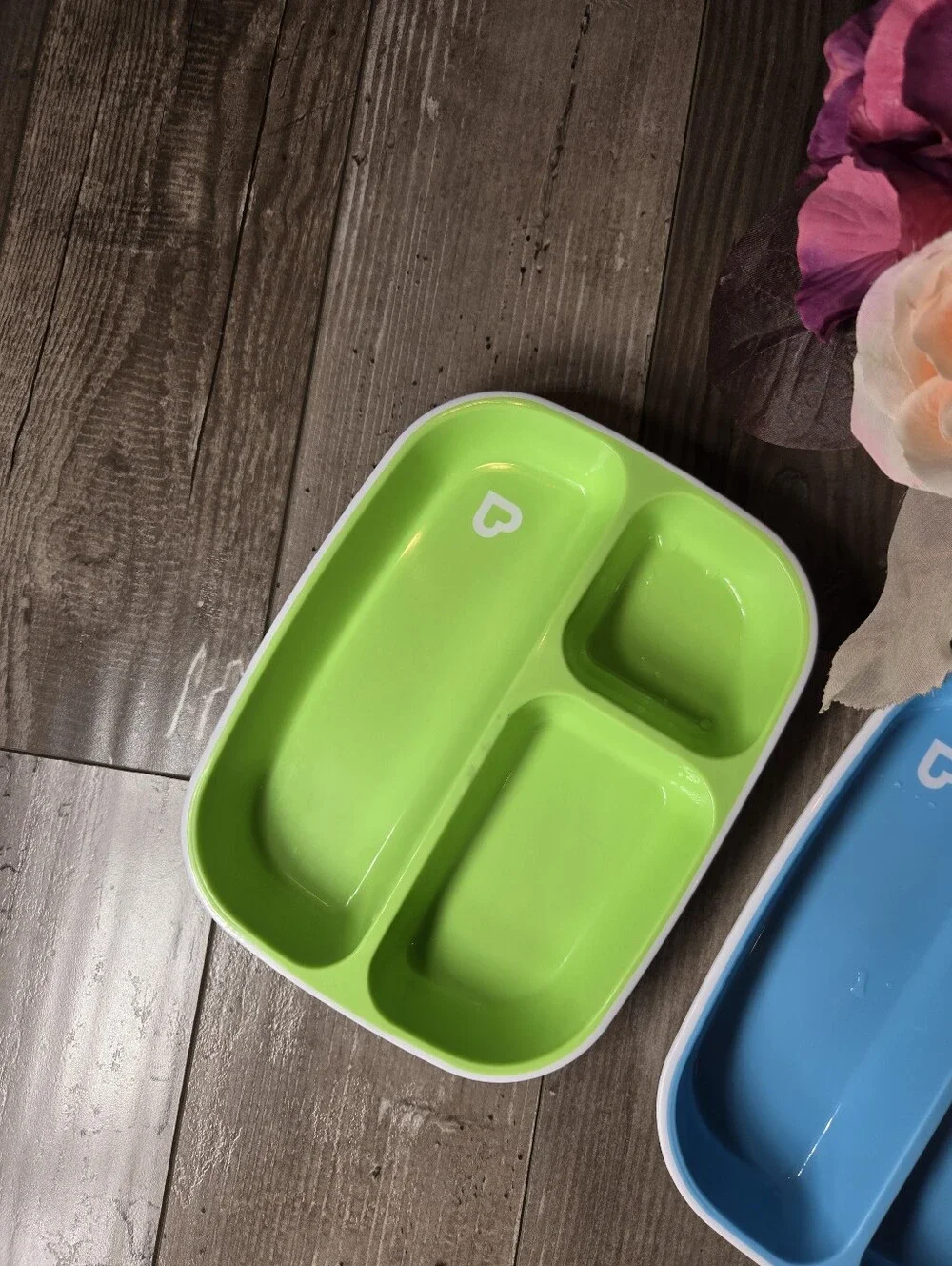 Munchkin Splash Toddler Divided Plates, Blue/Green, 2 Pack